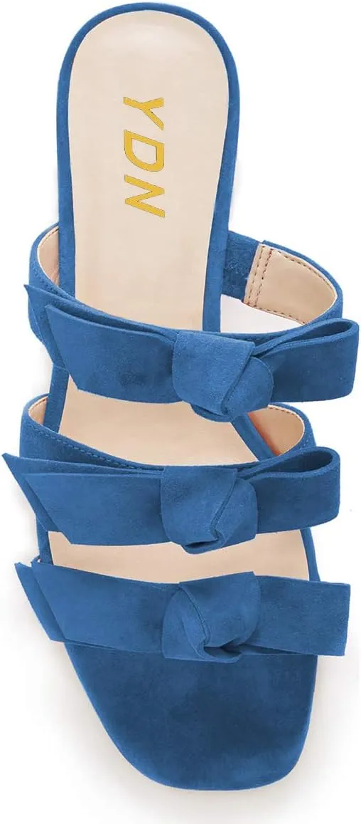 YDN Women Adorable Open Toe Low Heel Slide Sandals Slip on Clogs Mules Block Comfy Sandals Dress Shoes