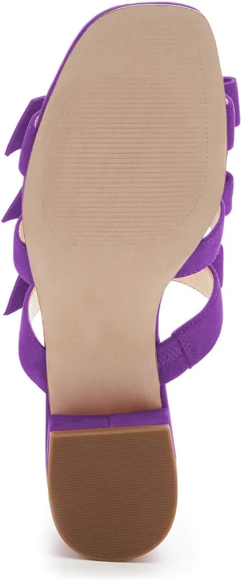 YDN Women Adorable Open Toe Low Heel Slide Sandals Slip on Clogs Mules Block Comfy Sandals Dress Shoes