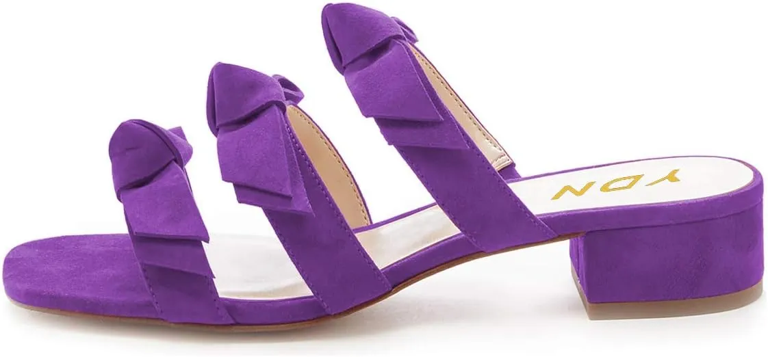 YDN Women Adorable Open Toe Low Heel Slide Sandals Slip on Clogs Mules Block Comfy Sandals Dress Shoes