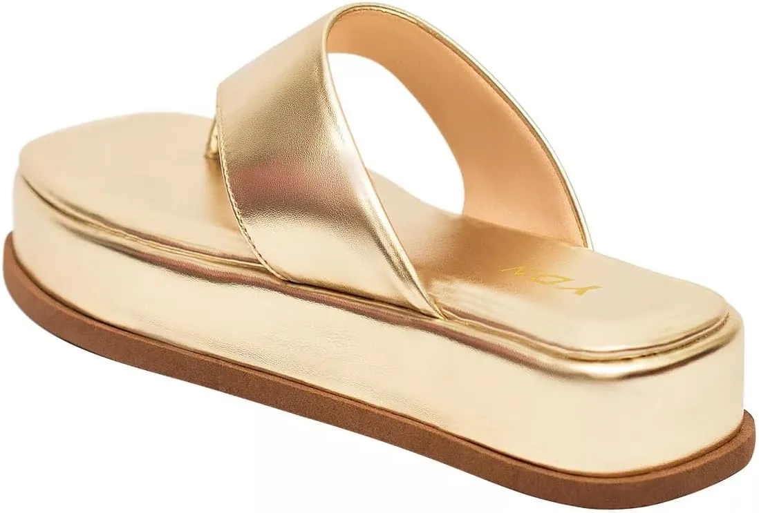 YDN Women Comfy Open Toe Platform Slip On Flip Flops Low Wedge Heels Slide Sandals Daily Dress Arch Support Shoes Size 4-16 US