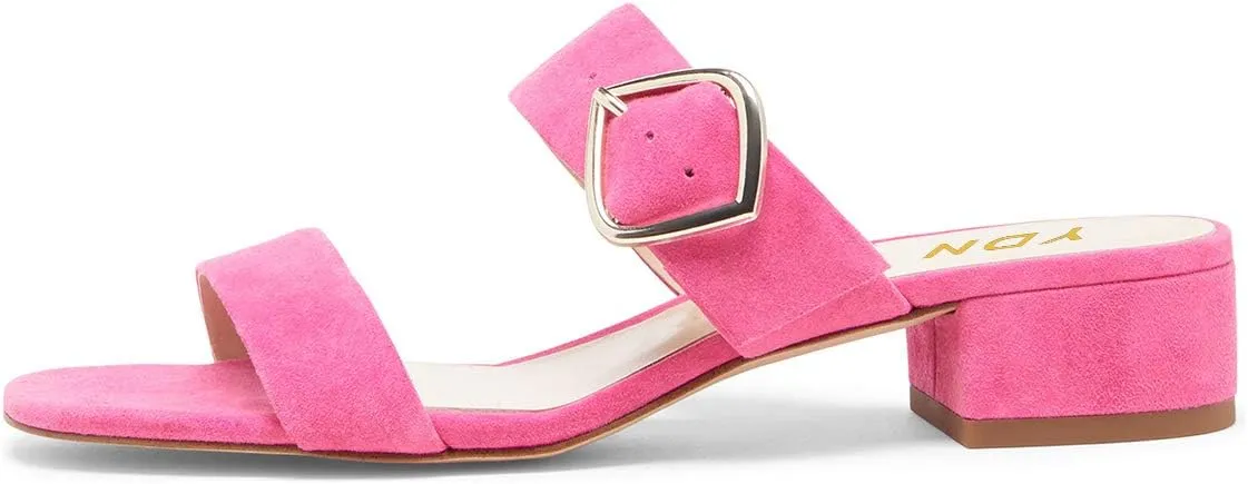 YDN Women Dressy Block Low Heel Mules Slip on Sandals Open Toe Pumps Slide Clogs Shoes