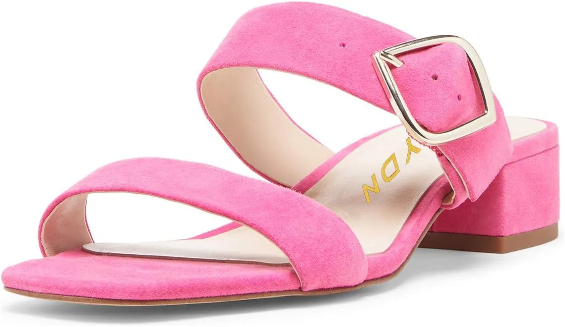 YDN Women Dressy Block Low Heel Mules Slip on Sandals Open Toe Pumps Slide Clogs Shoes