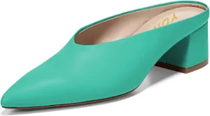 YDN Women Retro Pointed Toe Mules Pumps Block Mid Heel Slip On Slide Sandal Comfort Clog Shoes