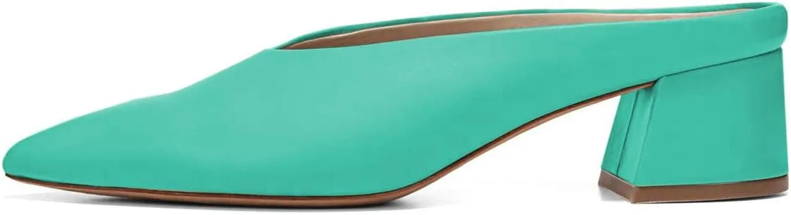 YDN Women Retro Pointed Toe Mules Pumps Block Mid Heel Slip On Slide Sandal Comfort Clog Shoes