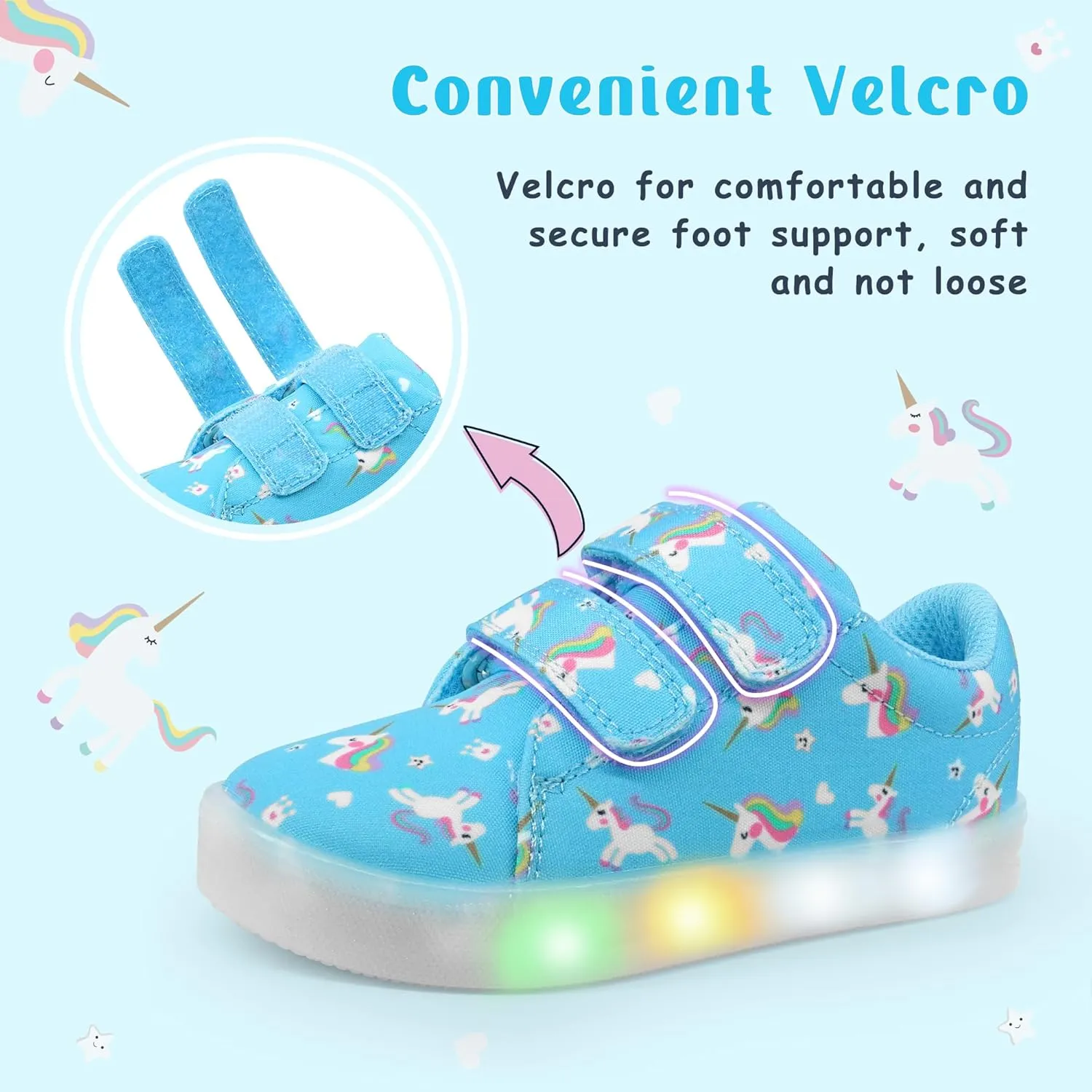 YESKIS Boys Girls Light Up Shoes Vivaki LED Canvas Cartoon Casual Sneakers for Toddler Little Kid Size 5-12