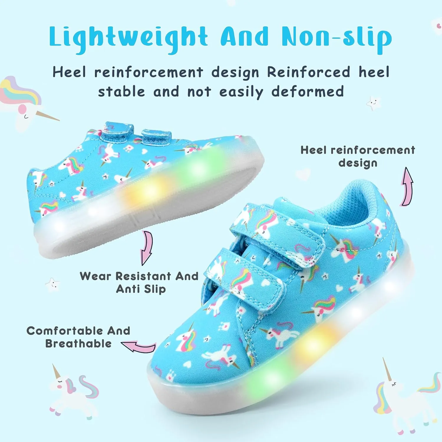 YESKIS Boys Girls Light Up Shoes Vivaki LED Canvas Cartoon Casual Sneakers for Toddler Little Kid Size 5-12