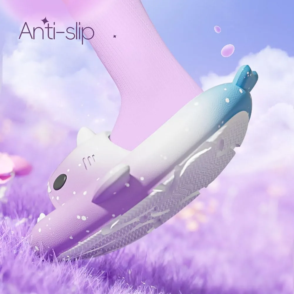 Zureto Shark Slides Slippers, Novelty Cloud Shark Slippers, Anti-Slip Quick Drying Shark Sliders, EVA Starlight Shark