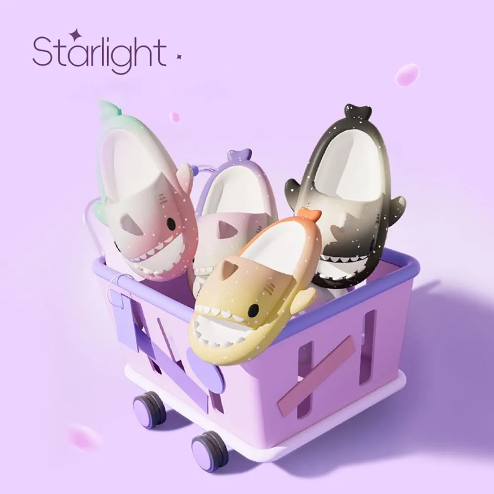 Zureto Shark Slides Slippers, Novelty Cloud Shark Slippers, Anti-Slip Quick Drying Shark Sliders, EVA Starlight Shark